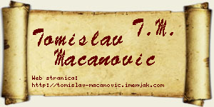 Tomislav Macanović vizit kartica